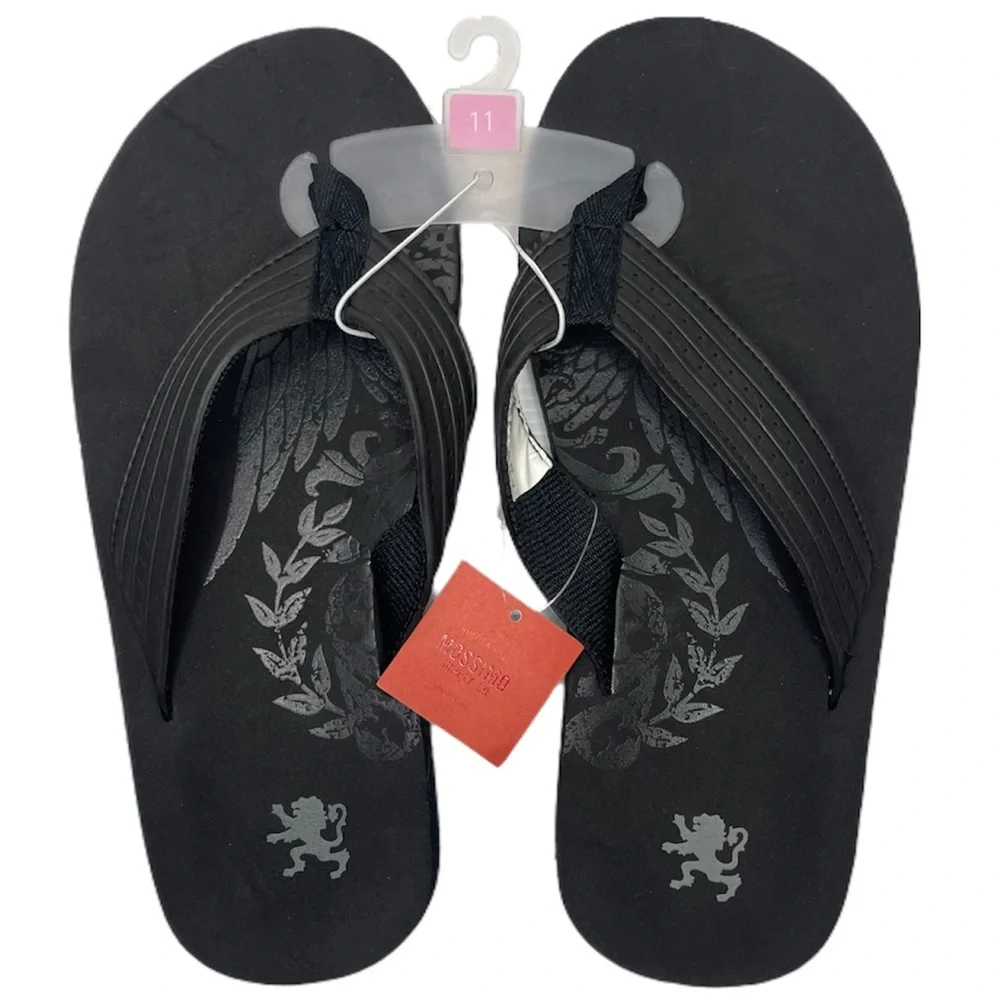 Black Slip On Sandals Black Flip Flops Beach Slides Pool Shoes Mens Size 11